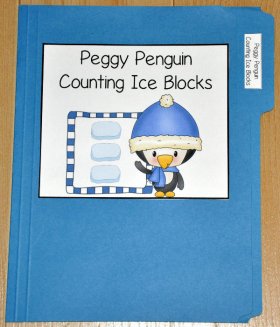 Peggy Penguin Counting Ice Blocks File Folder Game