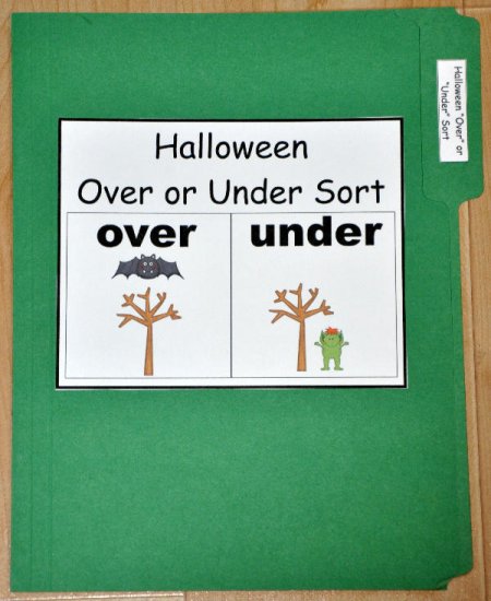 Halloween \"Over\" or \"Under\" Sort File Folder Game