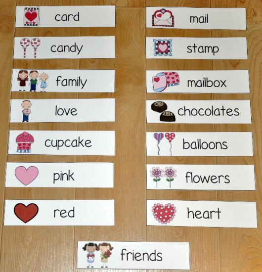 Valentine\'s Day Themed Visual Word Wall Words