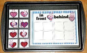 Little Love Bug's In Front/Behind Sort Cookie Sheet Activity