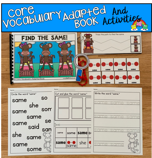 \"Find The Same\" Core Vocabulary Adapted Book And Activities