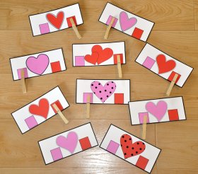 Pink or Red Hearts Clothespin Task