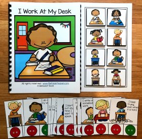 Desk Behavior Adapted Book and Task Cards: "I Work At My Desk"
