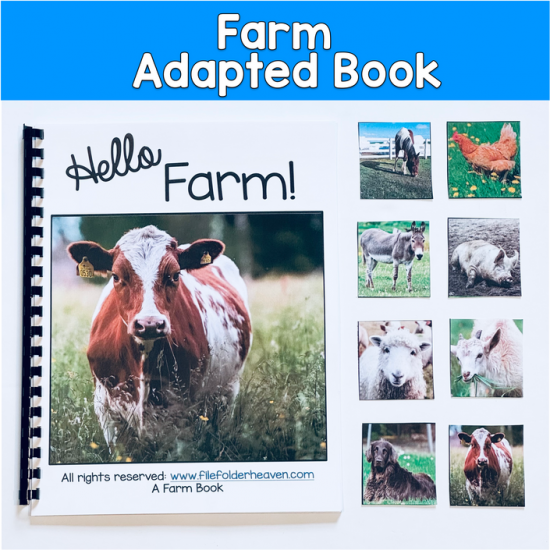 Farm Adapted Book With Real Photos, Core Word HELLO