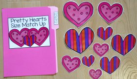 Pretty Hearts Size Match Up File Folder Game