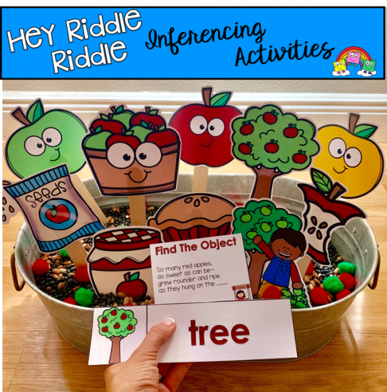 \"Hey Riddle Riddle\" Apple Themed Sensory Bin Riddles