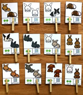 Same and Different Bunnies Task Cards