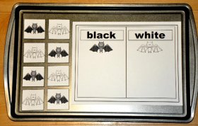 Black and White Bats Cookie Sheet Activity
