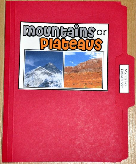 Mountains or Plateaus Sort File Folder Game (Real Photos)