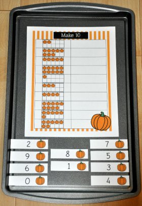 Make Ten: Pumpkins Cookie Sheet Activity