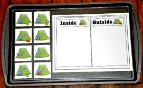 Inside or Outside of the Tent Sort Cookie Sheet Activity