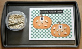 Counting Pumpkin Seeds Cookie Sheet Activity