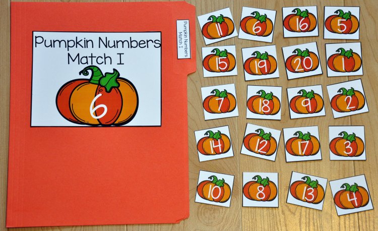 Pumpkins Number Match File Folder Game