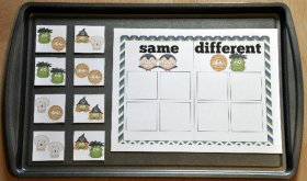 Halloween Same and Different Sort Cookie Sheet Activity