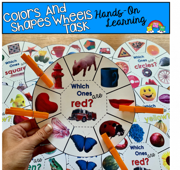 Colors And Shapes Wheels Task Cards