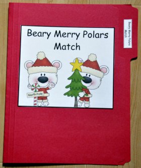 Beary Merry Polar Bear Match File Folder Game