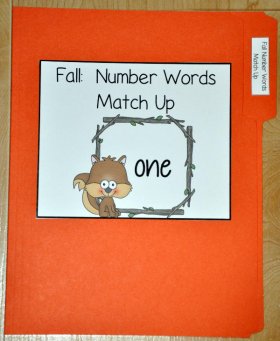 Fall Number to Number Words Match File Folder Game