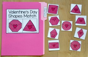 Valentines Day Shapes Match File Folder Game