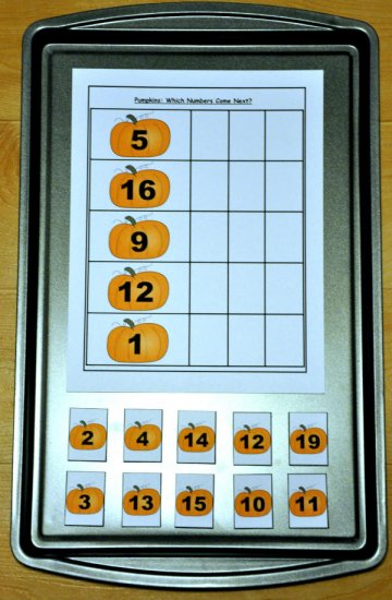 Pumpkins: Which Numbers Come Next Cookie Sheet Activity