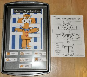 Label the Gingerbread Man Parts Cookie Sheet Activity