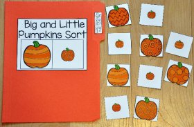 Big and Little Pumpkins Sort File Folder Game