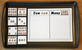Few and Many Easter Eggs Sort Cookie Sheet Activity