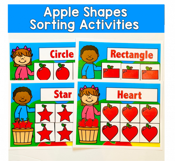 Apple Shapes Sorting Activities For Fall Centers