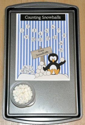 Counting Snowballs Cookie Sheet Activity
