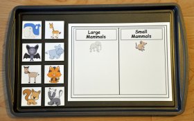 Large and Small Mammals Sort Cookie Sheet Activity