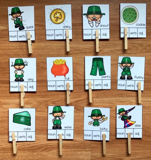 St. Patrick\'s Day Parts of Speech Task Cards