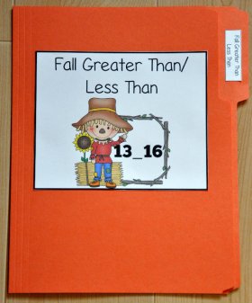 Fall Scarecrow: Greater Than/Less Than File Folder Game