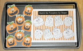Silly Pumpkins Shape Match Up Cookie Sheet Activity