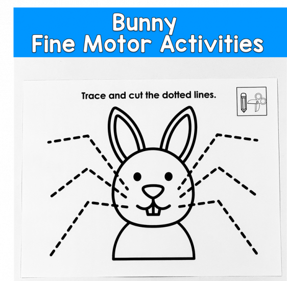 Tracing And Cutting Lines, Bunny Themed Fine Motor Activities