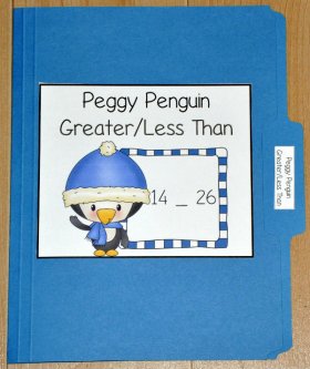 Peggy Penguin Greater Than/Less Than File Folder Game