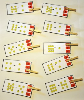 Subtracting Apples Clothespin Task