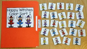 Happy Witches Color Sort I File Folder Game