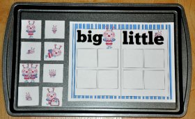 Big and Little Love Bugs Sort Cookie Sheet Activity