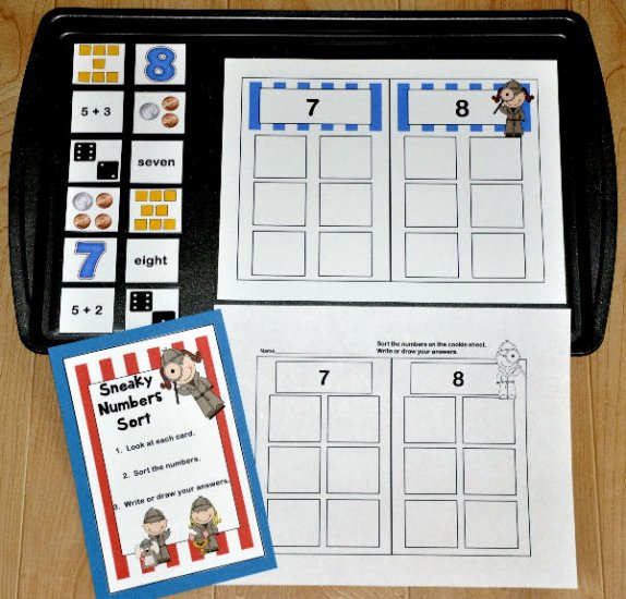\"Sneaky Numbers\" 7 and 8 Cookie Sheet Activity
