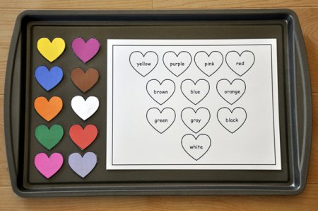 Heart Color Words Cookie Sheet Activity