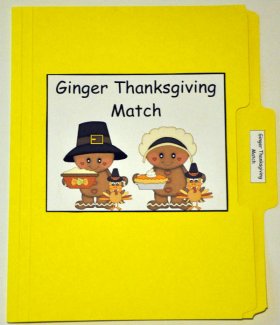 Ginger Thanksgiving Match File Folder Game