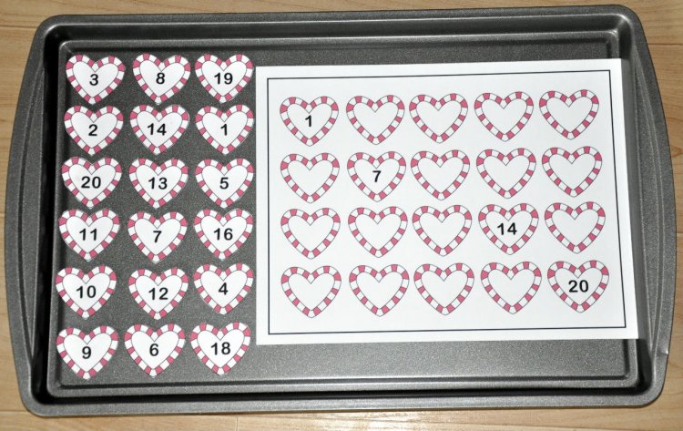 Heart Number Sequence Cookie Sheet Activity