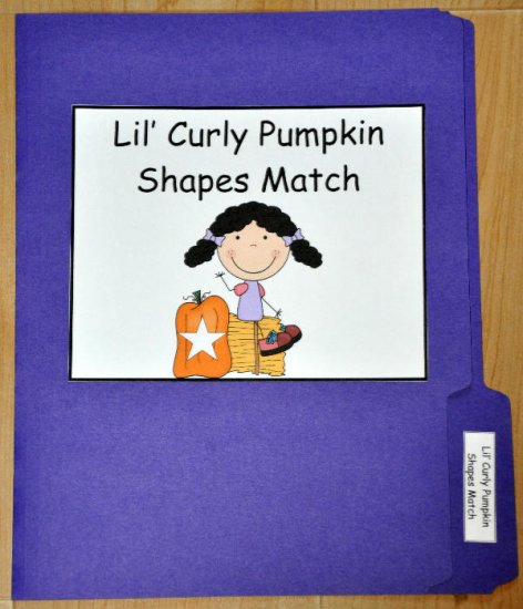 Little Curly\'s Pumpkin Shapes File Folder Game