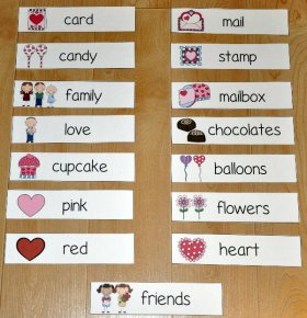 Valentine's Day Themed Visual Word Wall Words