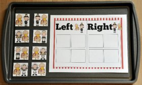 Turkeys Left and Right Sort Cookie Sheet Activity