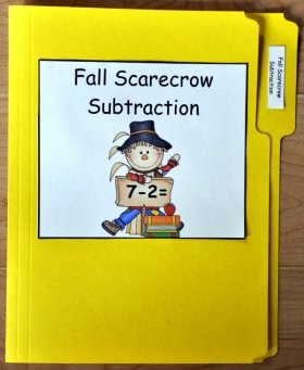 Fall Scarecrow Subtraction File Folder Game