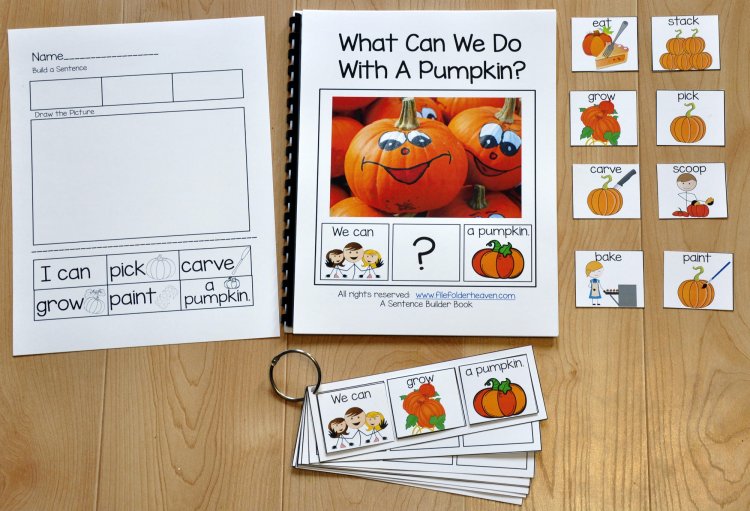 Sentence Builder Adapted Book--\"What Can We Do With A Pumpkin?\"