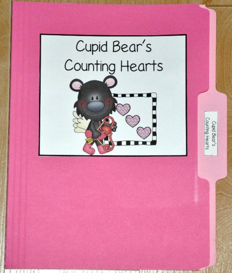 Cupid Bear\'s Counting Hearts File Folder Game