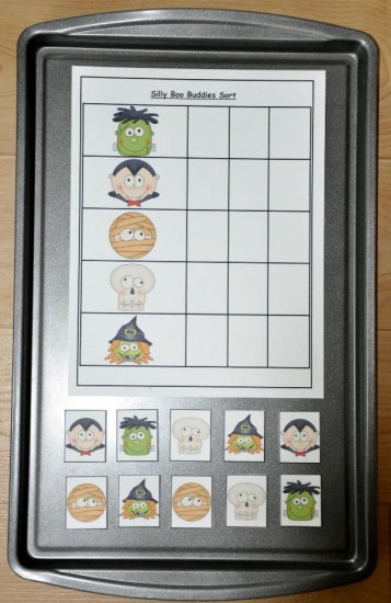 Silly \"Boo Buddies\" Sort Cookie Sheet Activity