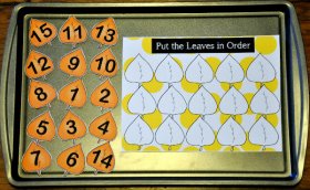Fall Leaves Number Sequence Cookie Sheet Activity