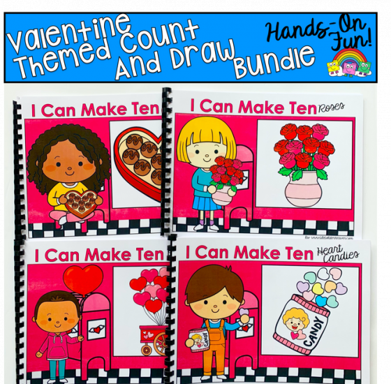 \"I Can Make Ten\" Valentine\'s Day Count And Draw Books Bundle
